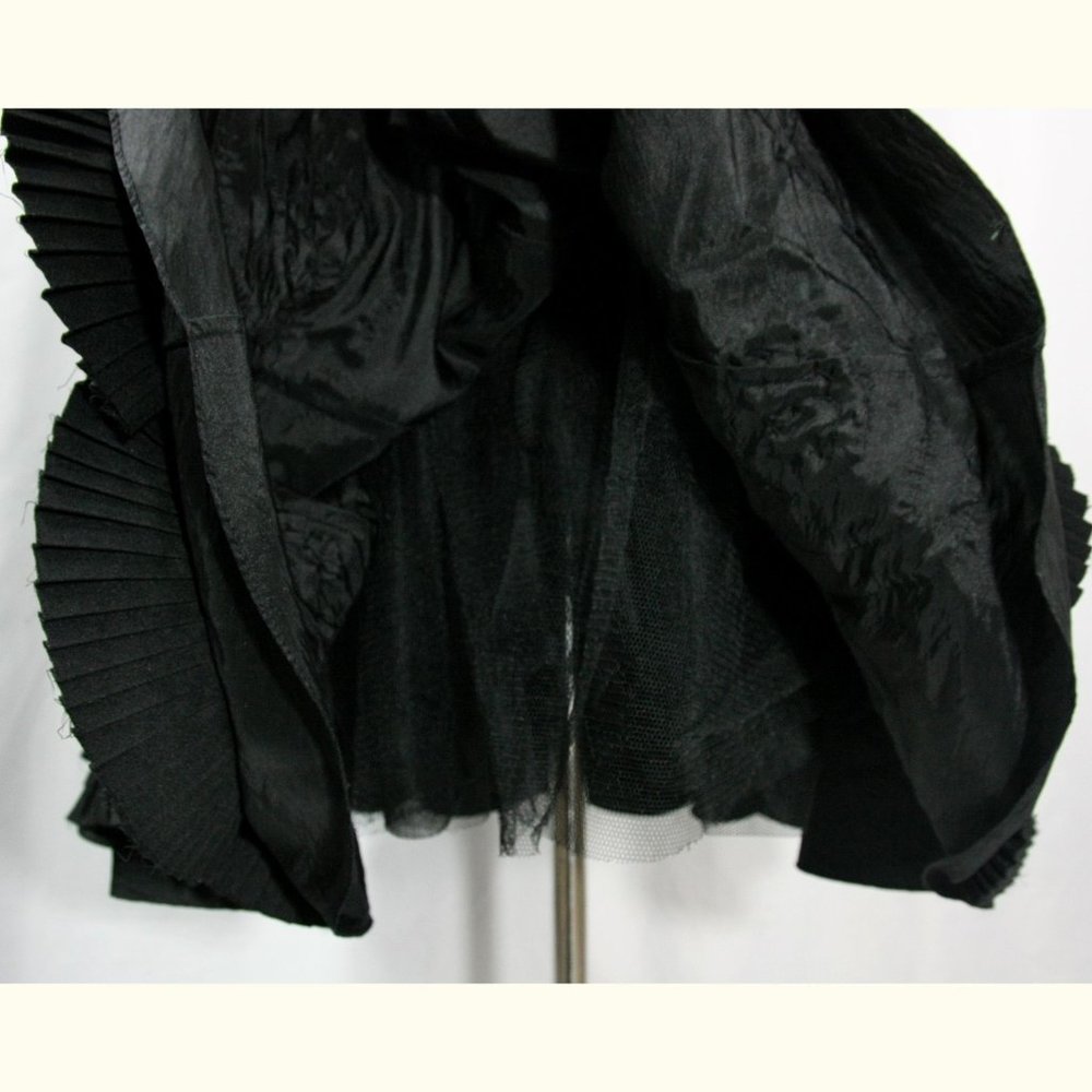Jans Boutique Black Taffeta Full Flare Strapless Formal Dress w Floral Pleats 6 - Picture 7 of 9